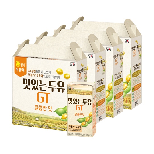 [3+1박스] 맛있는 두유 GT 달콤한맛 190ml*16개*4박스