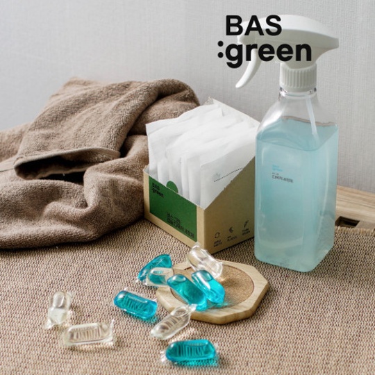 BAS 바스 green 친환경 캡슐 다목적 세정제 1개(6개입) 3000ml 대장균 황색포도상구균 99.9% 살균