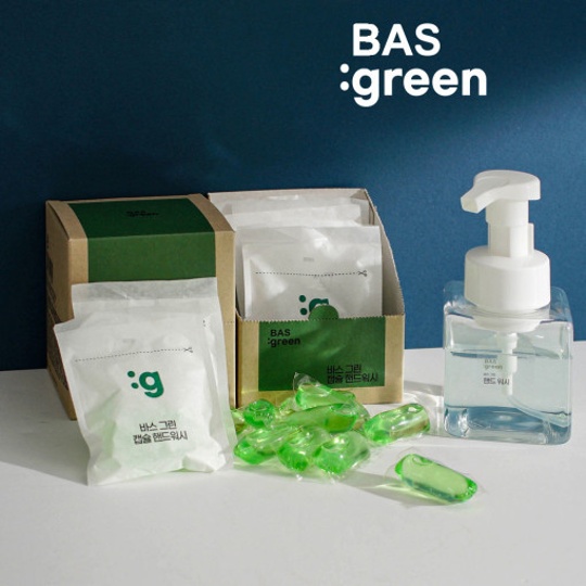 BAS 바스 green 친환경 캡슐 핸드워시 1개(6개입) 180ml 친환경 핸드솝