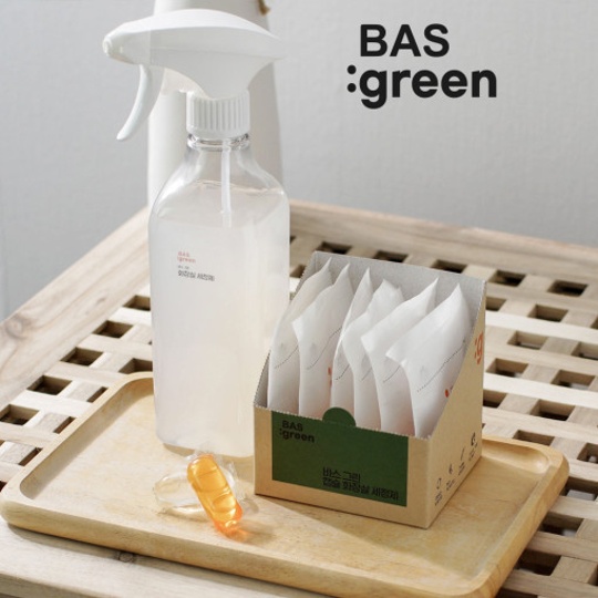 BAS 바스 green 친환경 캡슐 화장실 청소 세정제 1개(6개입) 3000ml 세면대 타일 변기 틈새 거울