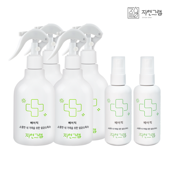 자연그램 베이직 소독제 세트 본품350ml(4개) + 휴대용100ml(2개)