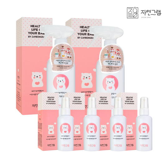 자연그램 베이비앤토이 소독제 세트 본품500ml(2개) + 휴대용100ml(4개)