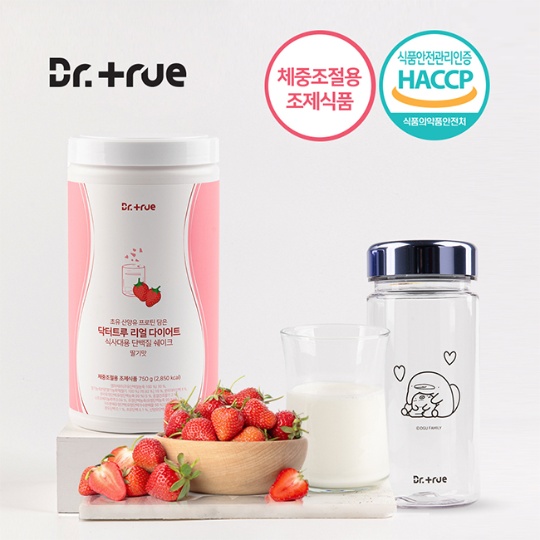 닥터트루 초유 산양유 프로틴 리얼 다이어트 식사대용 단백질 쉐이크 딸기맛 750g + 보틀선택