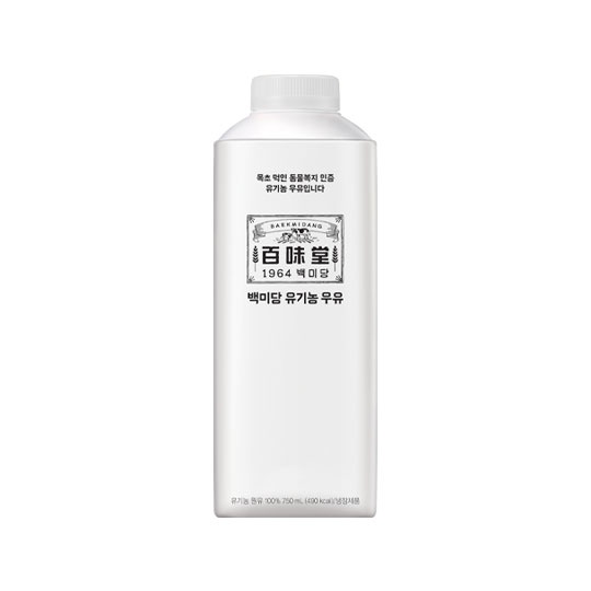 [가정배달] 백미당 유기농우유 (750ml)