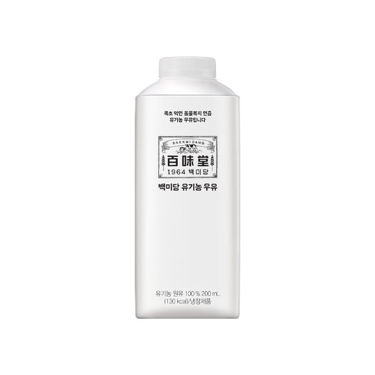 [가정배달] 백미당 유기농우유 (200ml)