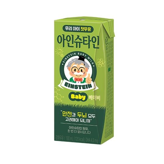 [멸균] 국내 유일 DHA 무항생제 원유 우리 아이 첫우유 아인슈타인 베이비 190ml * 24입