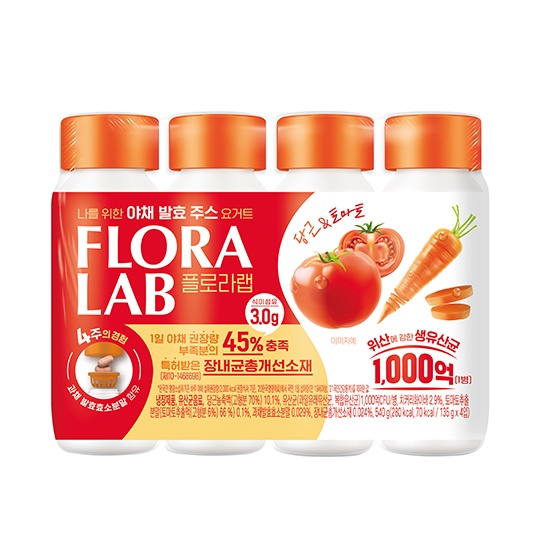 [냉장] 플로라랩 당근&토마토 야채 발효 주스 요거트 135g * 4입