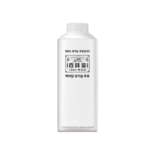 [가정배달] 백미당 유기농우유 (750ml)